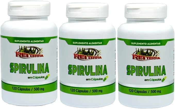 3x Spirulina 120 Capsulas 500mg - Rei Terra