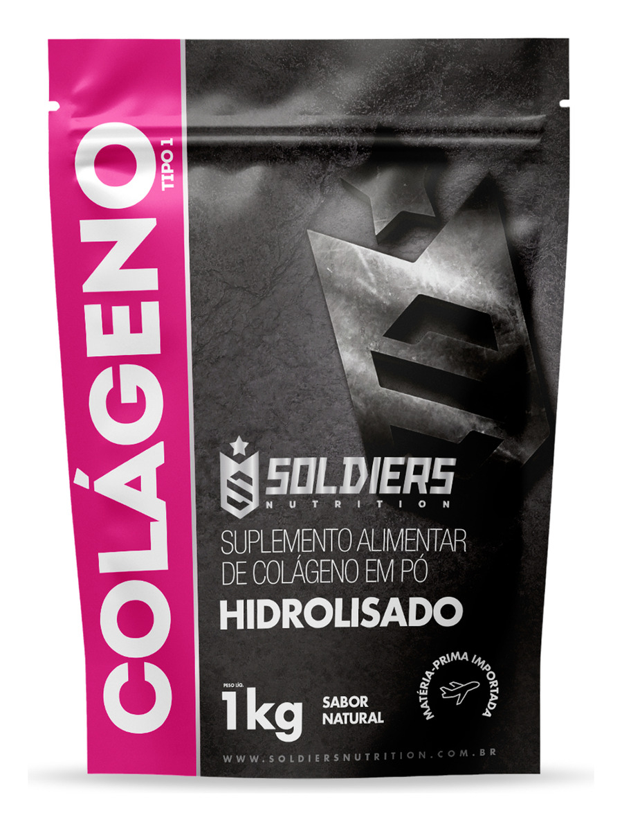 Colágeno Hidrolisado 1kg Tipo 1 100% Puro Soldiers Nutrition Pele Articulação