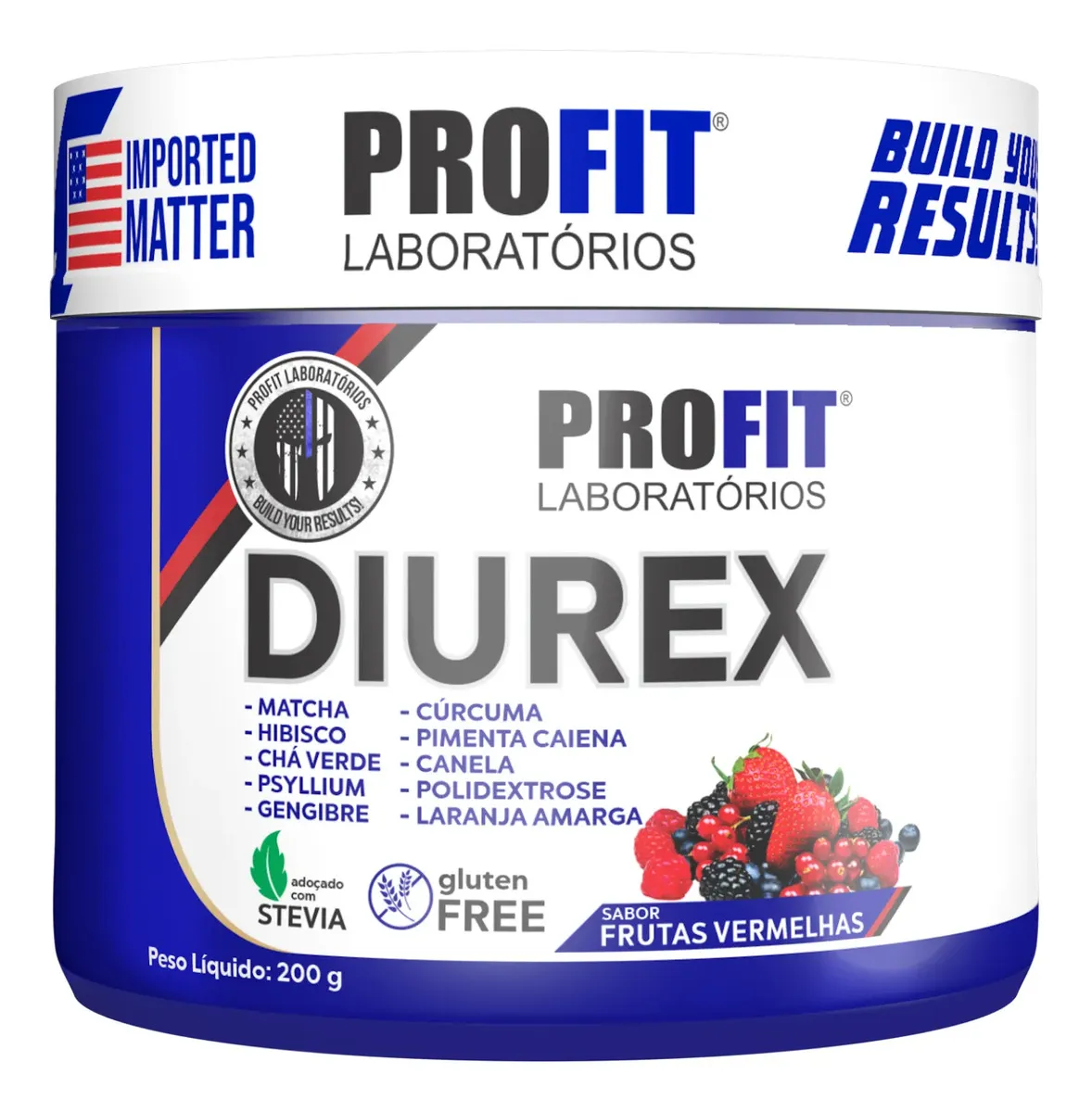 Diurex Chá Diurético Termogênico Detox 200g - Profit Sabor Frutas Vermelhas