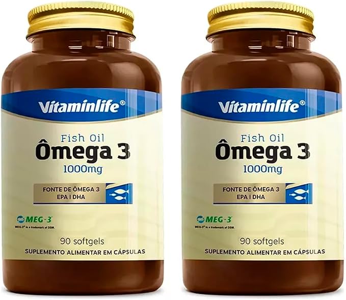 Kit 2x Ômega 3 Fish Oil 1000MG 90 Softgels-VITAMIN LIFE