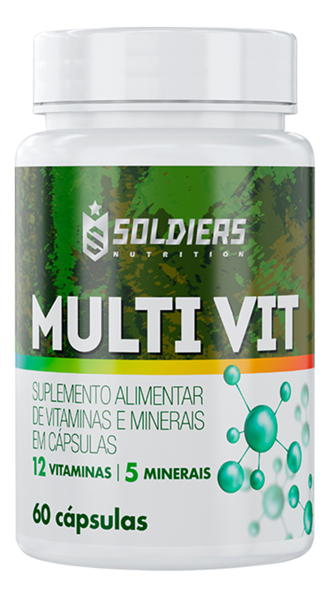 Multivitamínico 12 Vitaminas 5 Minerais 60 Cápsulas Soldiers Nutrition Energia Bem-estar