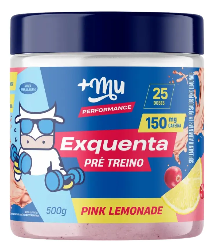 Pré Treino +mu Exquenta Sabor Pink Lemonade Com Cafeína Palatinose E Taurina - 500g Limonada