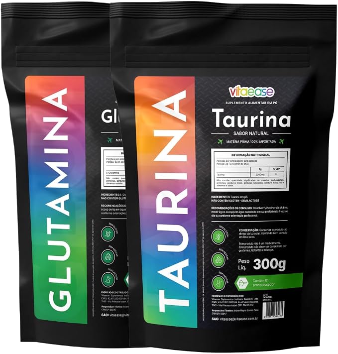 vitaease - L-Taurina Em Pó + Glutamina Em Pó 300g (300g, Sem sabor)